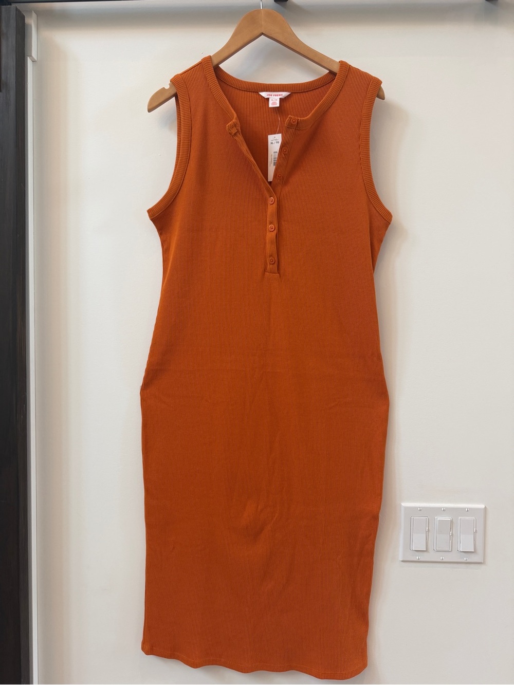 Joe Fresh Ribbed Henley Tank Dress - Orange